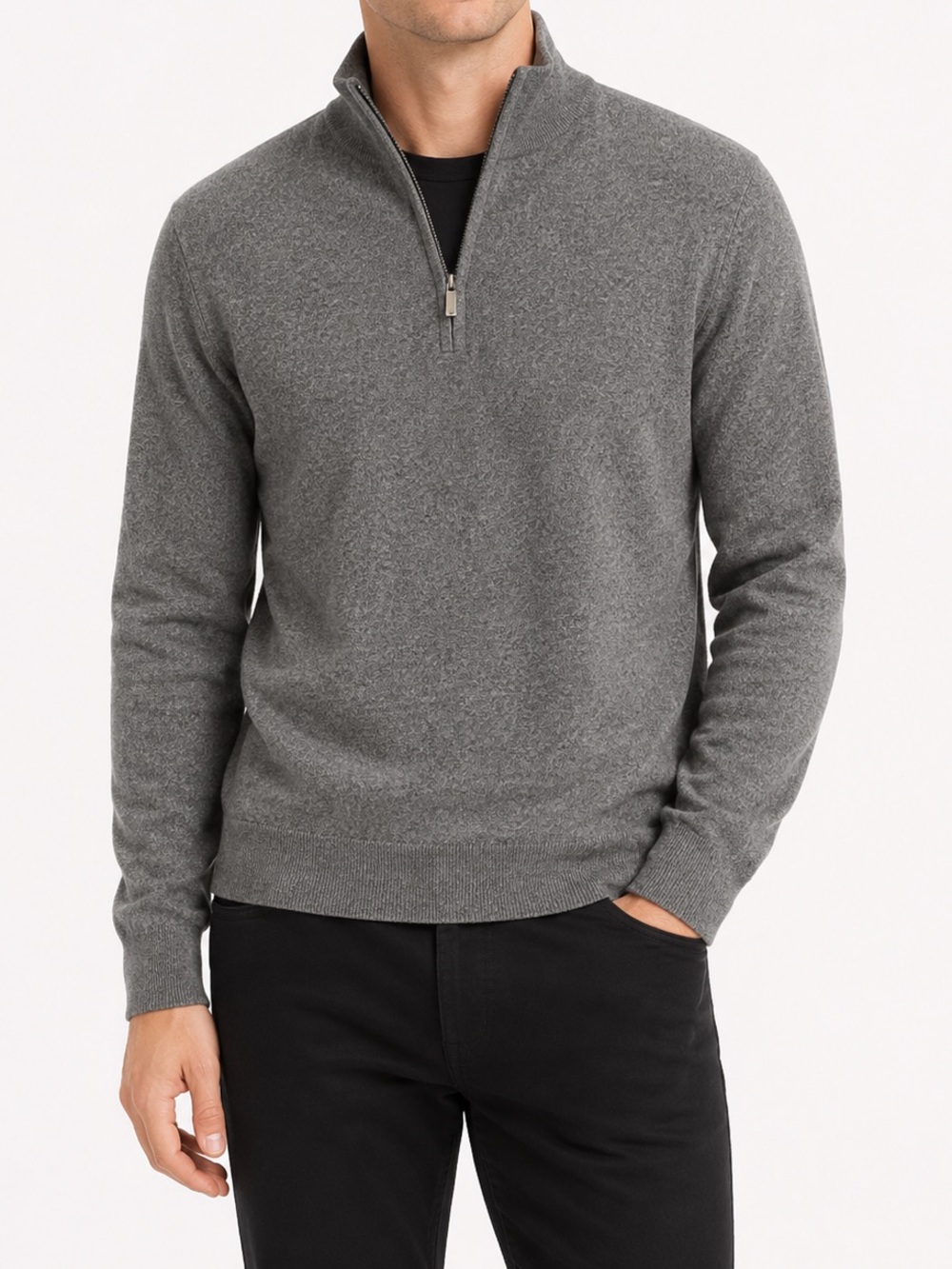 NEW Lafayette 148 NY Men’s Cashmere Quarter Zip Sweater Pullover Medium Gray